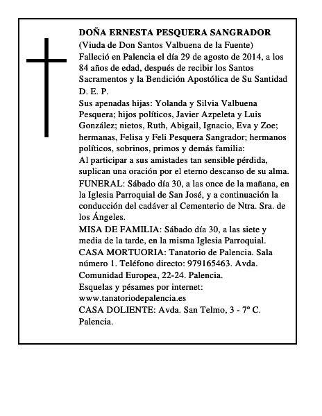 Doña Ernesta Pesquera Sangrador