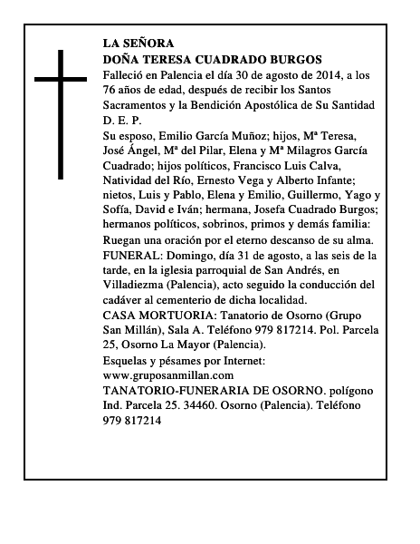 Doña Teresa Cuadrado Burgos