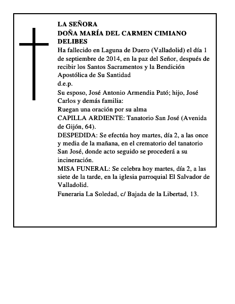Doña María del Carmen Cimiano Delibes