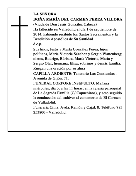 Doña María del Carmen Perea Villora