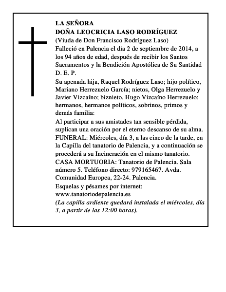 Doña Leocricia Laso Rodríguez