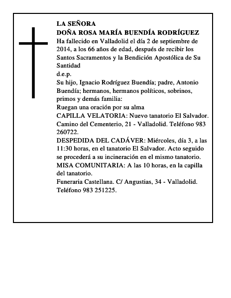 Doña Rosa María Buendía Rodríguez