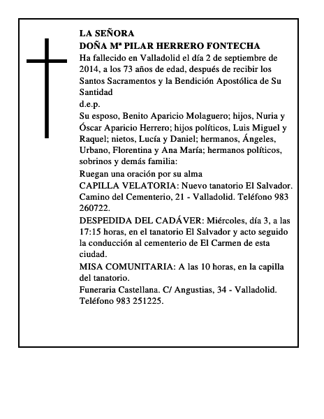 Doña Mª Pilar Herrero Fontecha