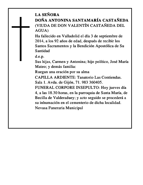 Doña Antonina Santamaría Castañeda
