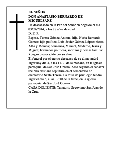 Don Anastasio Bernardo de Miguelsanz