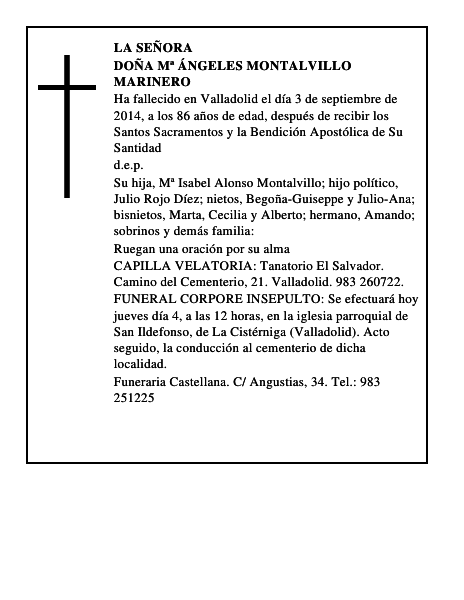 Doña Mª Ángeles Montalvillo Marinero