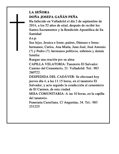 Doña Josefa Gañán Peña