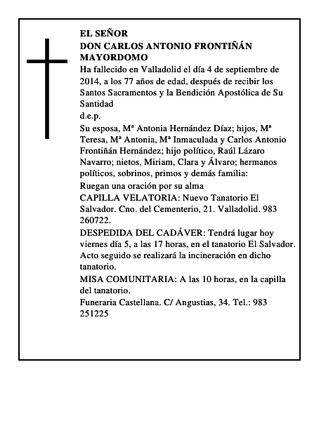 Don Carlos Antonio Frontiñán Mayordomo