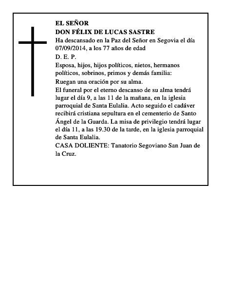Don Félix de Lucas Sastre