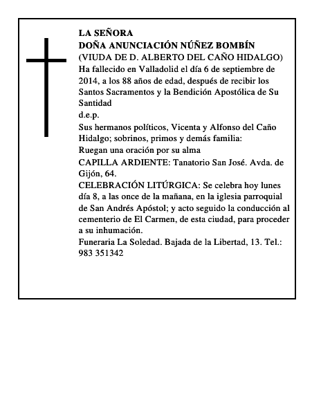 Doña Anunciación Núñez Bombín