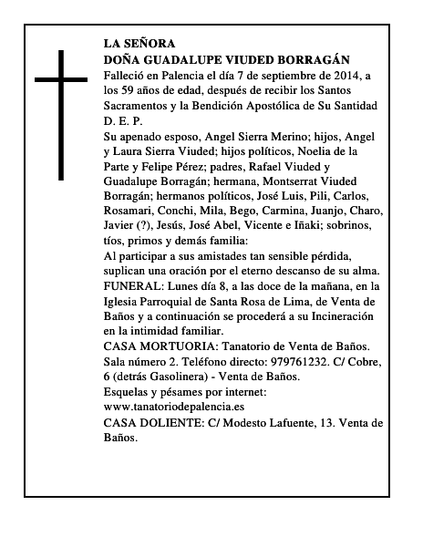 Doña Guadalupe Viuded Borragán