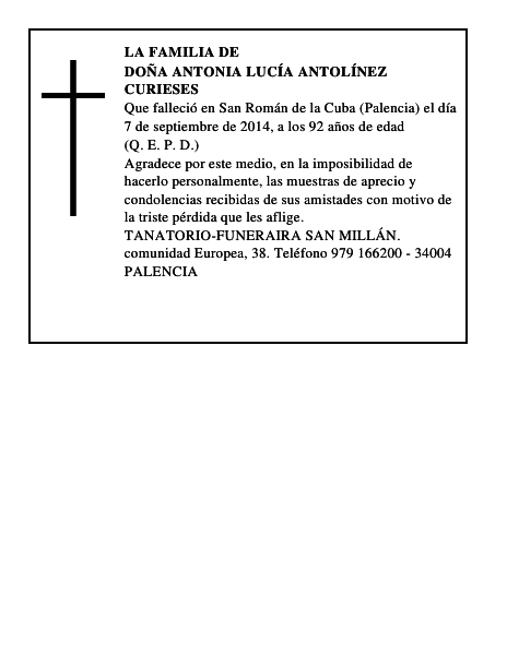 Doña Antonia Lucía Antolínez Curieses