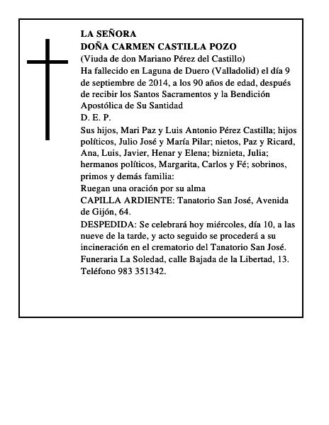 Doña Carmen Castilla Pozo