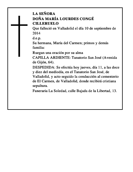 Doña María Lourdes Congé Cilleruelo