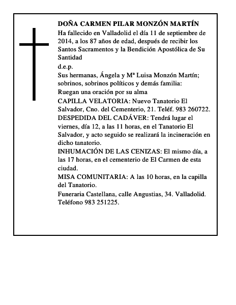 Doña Carmen Pilar Monzón Martín