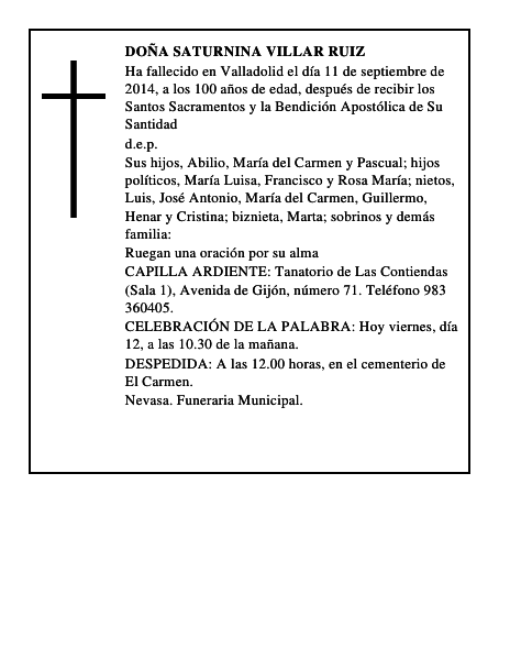 Doña Saturnina Villar Ruiz