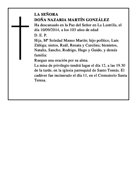 Doña Nazaria Martín González