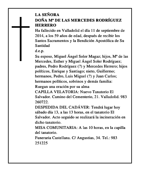 Doña Mª de las Mercedes Rodríguez Herrero