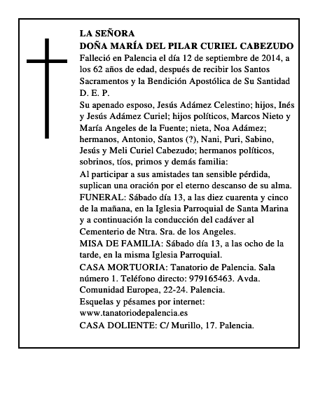 Doña María del Pilar Curiel Cabezudo