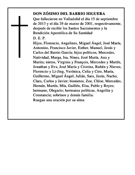 Don Zósimo del Barrio Higuera