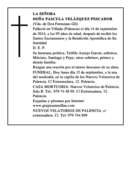 Doña Pascula Velázquez Pescador