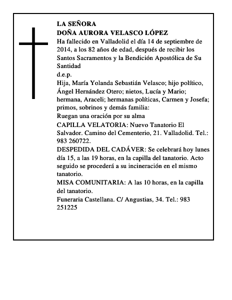 Doña Aurora Velasco López