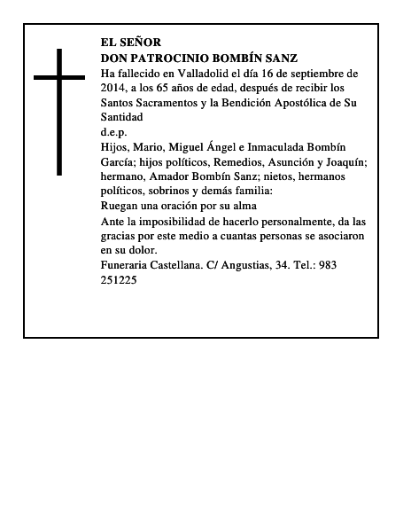 Don Patrocinio Bombín Sanz