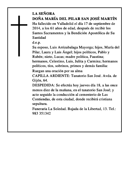 Doña María del Pilar San José Martín