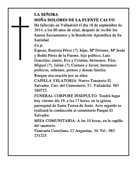 Doña Dolores de la Fuente Calvo