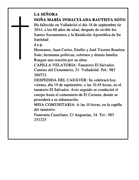 Doña María Inmaculada Bautista Soto