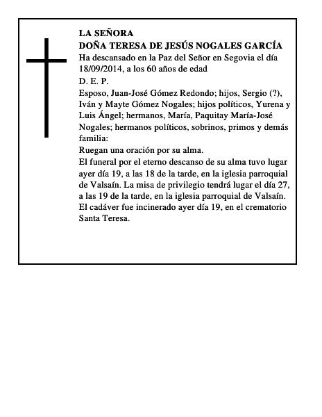 Doña Teresa de Jesús Nogales García