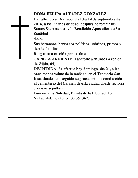 Doña Felipa Álvarez González