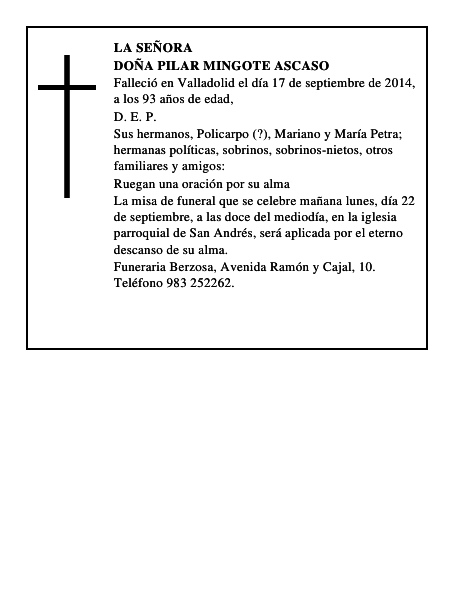 Doña Pilar Mingote Ascaso