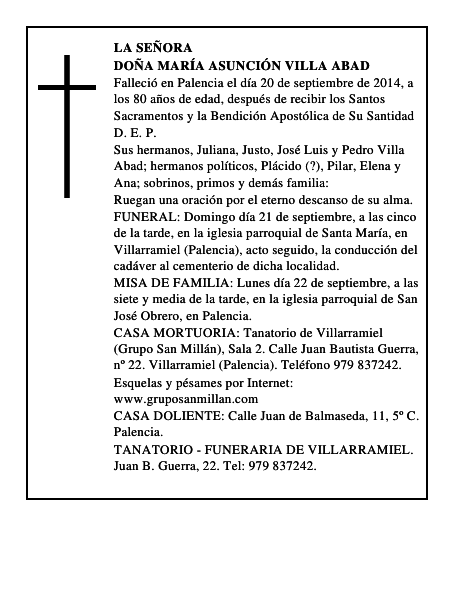 Doña María Asunción Villa Abad