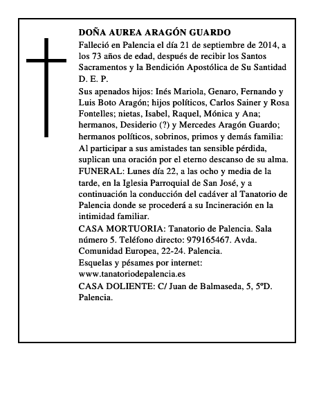 Doña Aurea Aragón Guardo