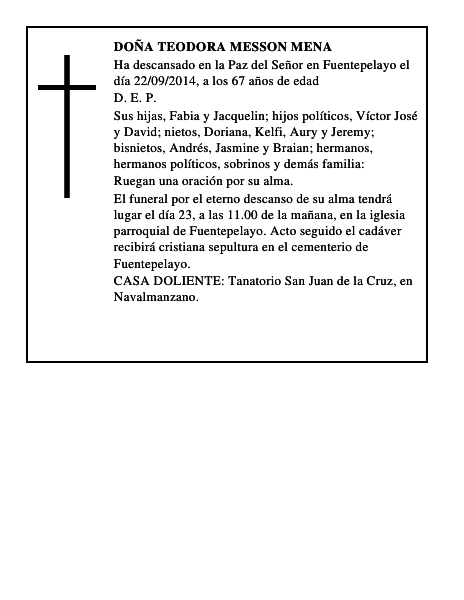 Doña Teodora Messon Mena