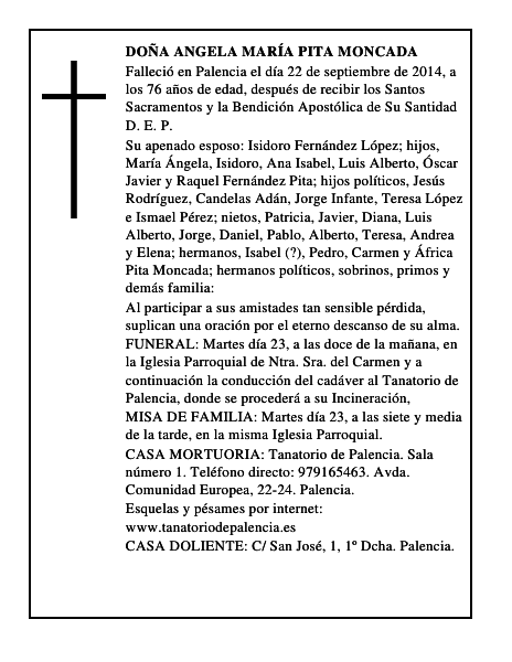 Doña Angela María Pita Moncada
