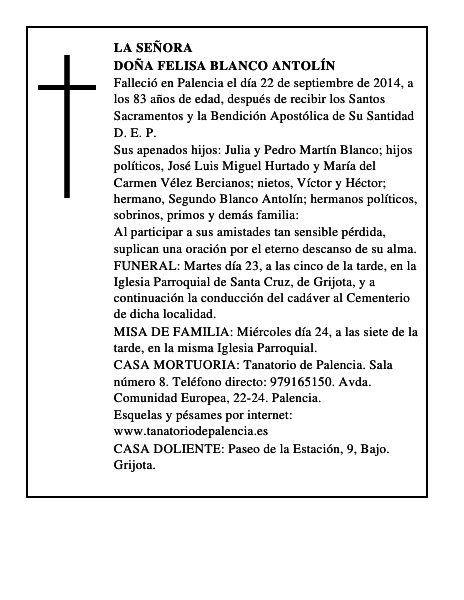Doña Felisa Blanco Antolín