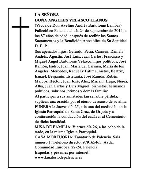 Doña Angeles Velasco LLanos