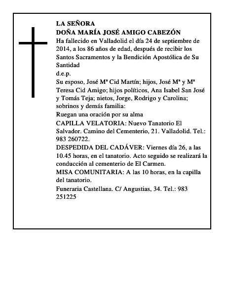 Doña María José Amigo Cabezón