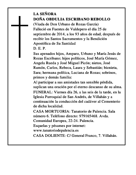 Doña Obdulia Escribano Rebollo