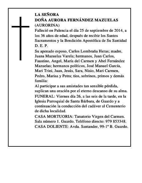 Doña Aurora Fernández Mazuelas