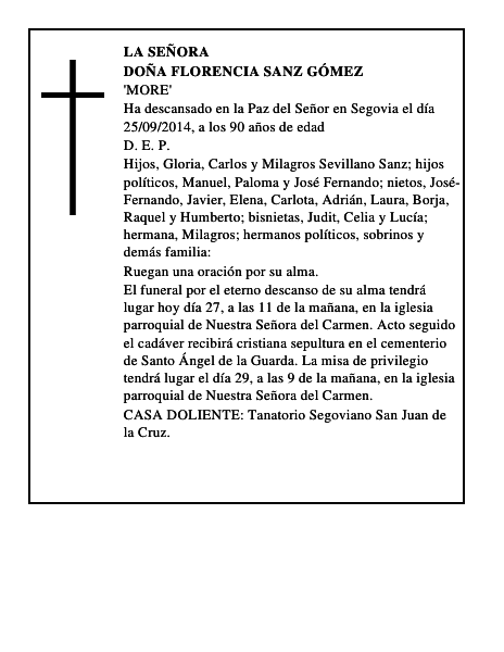 Doña Florencia Sanz Gómez