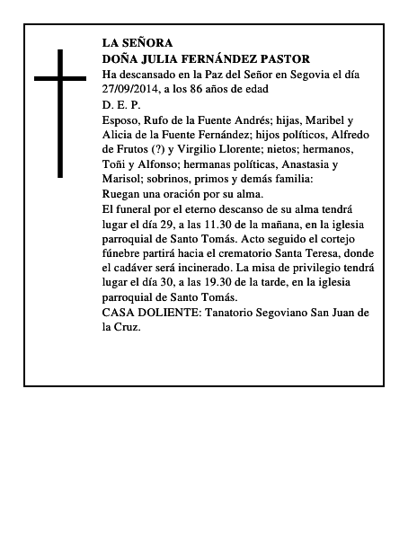 Doña Julia Fernández Pastor
