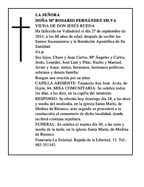Doña Mª Rosario Fernández Silva