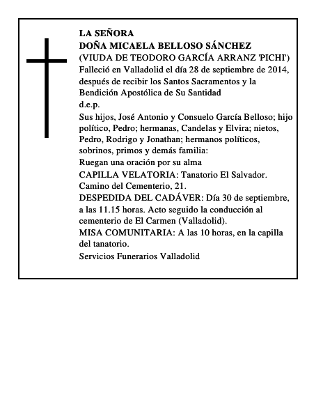 Doña Micaela Belloso Sánchez