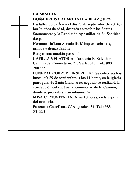 Doña Felisa Almohalla Blázquez