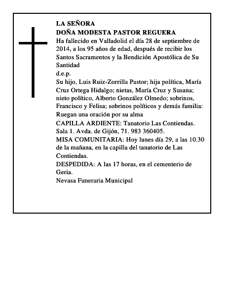 Doña Modesta Pastor Reguera
