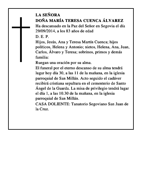 Doña María Teresa Cuenca Álvarez