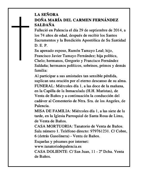 Doña María del Carmen Fernández Saldaña
